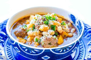 beans, soup, meatballs, Italian