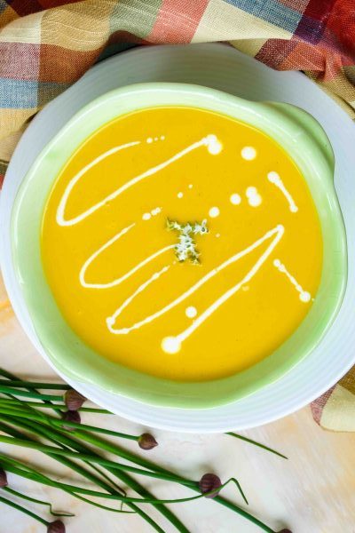 butternut squash apple soup in a bowl