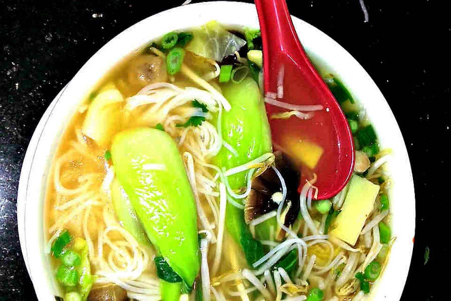gluten free Vietnamese pho soup in a bowl