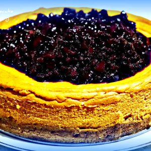 Light Pumpkin Cheesecake With Blueberry Topping