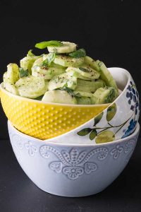 CUCUMBER SALAD IN 3 BOWLS