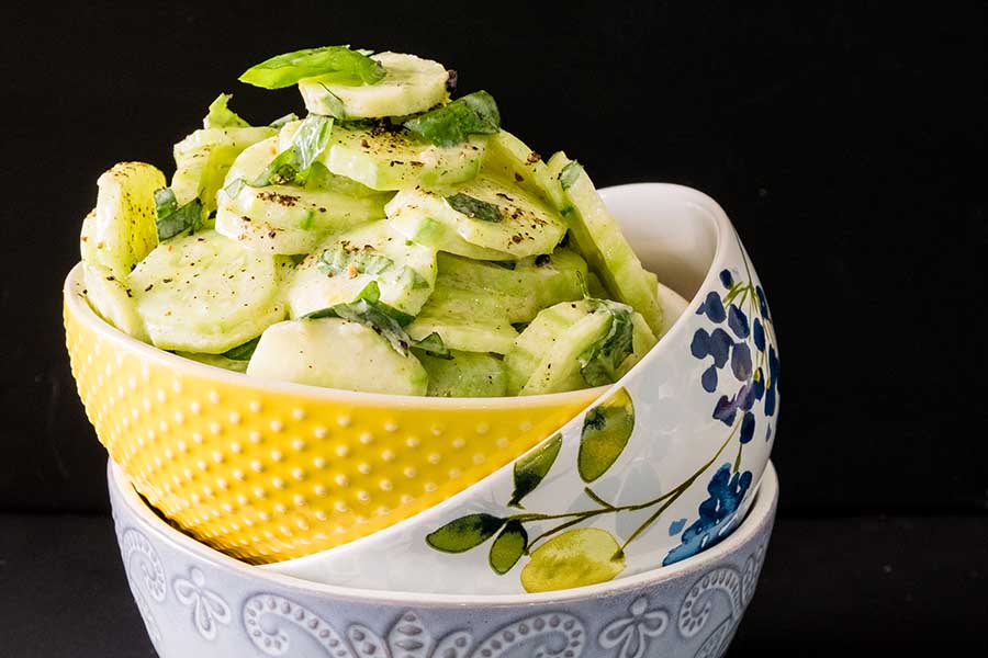 cucumber salad is good for hydration as this salad in a bowl