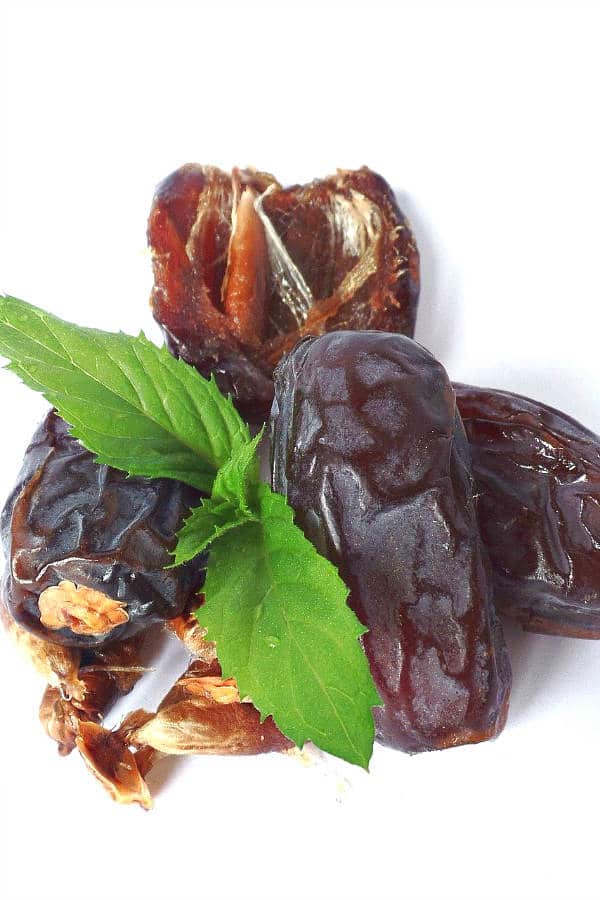 medjool dates with a sprig of mint