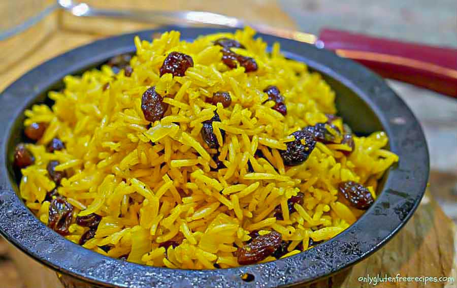 5 spice vegetarian rice side dish in a pan