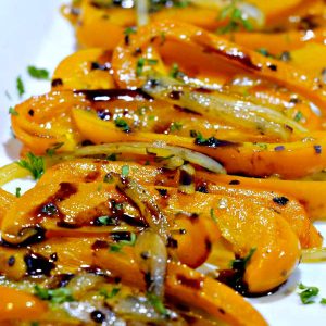 Braised Peppers with Balsamic Reduction