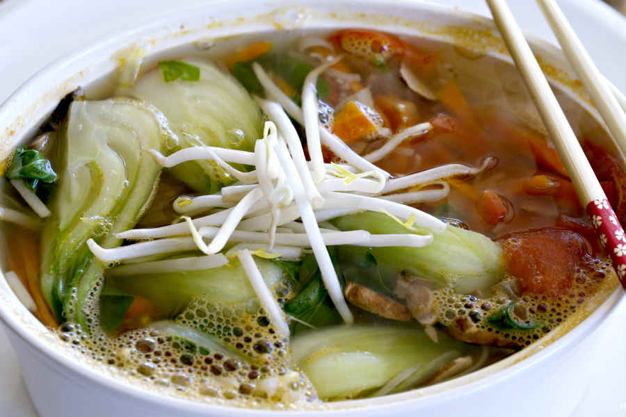 low carb bok choy soup in a bowl