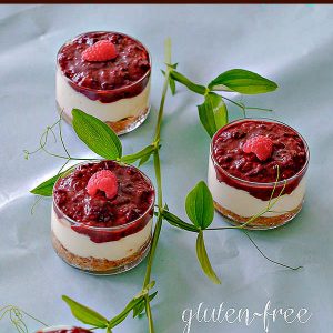 Gluten-Free Cheesecake Cups with Chocolate Raspberry Topping