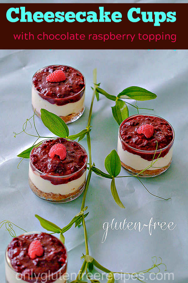 Gluten-Free Cheesecake Cups with Chocolate Raspberry Topping