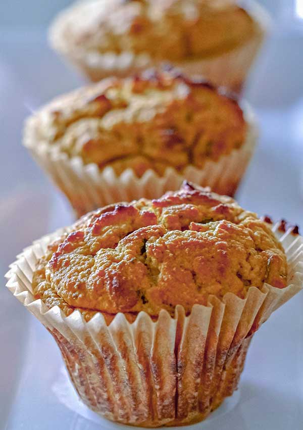 3 healthy gluten-free muffins on a plate