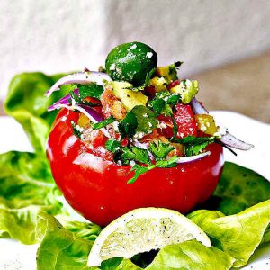 Tomato Stuffed with Mediterranean Salad