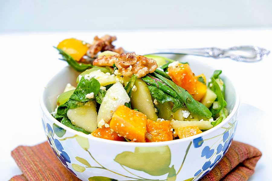 butternut squash salad in a small bowl