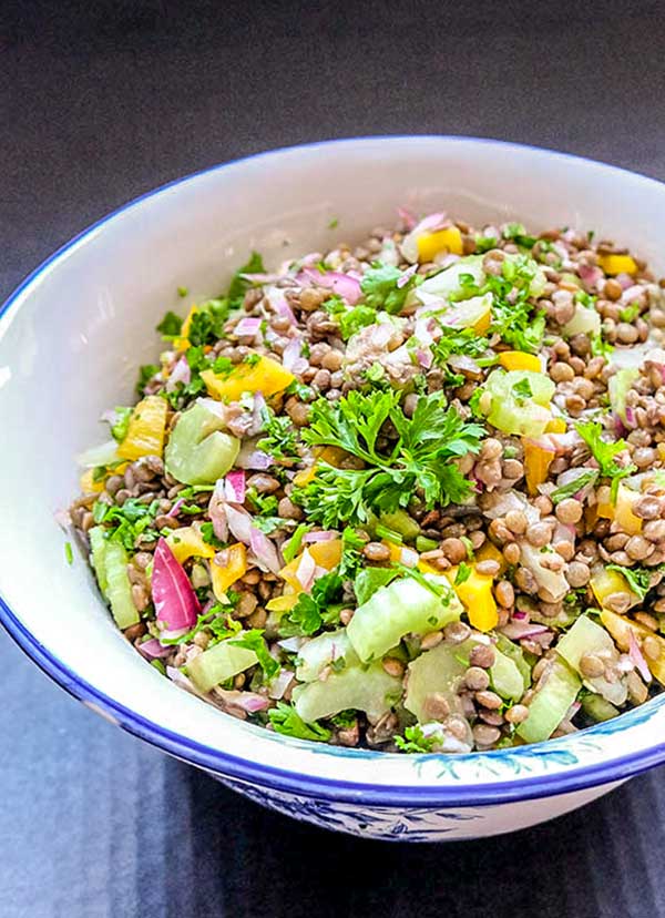 healthy immune boosting lentil salad