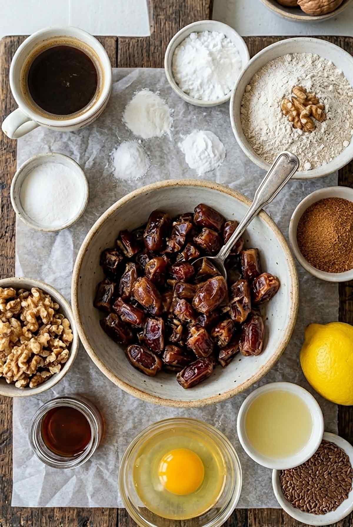 ingredients to make walnut date loaf