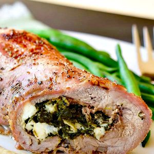 Stuffed Pork Tenderloin with Spinach and Goat Cheese