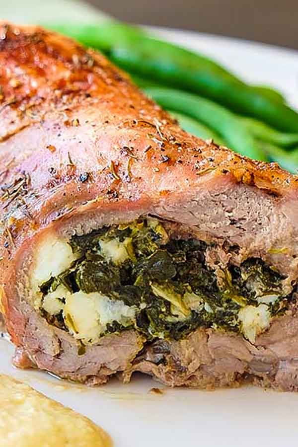 stuffed pork tenderloin with spinach and goat cheese