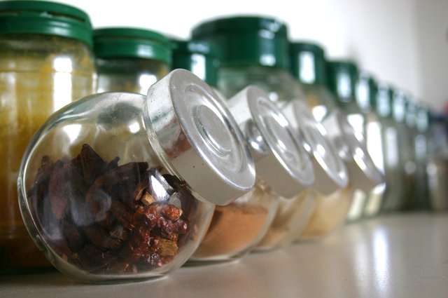 various spices in jars