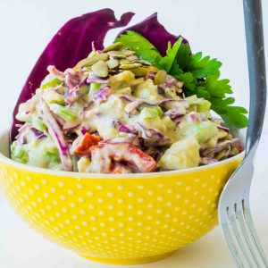 Crunchy Avocado Salad with Yogurt Dressing