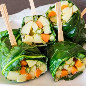 Curried Roasted Veggie Collard Wraps