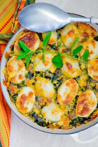 moroccan lamb casserole in a skillet