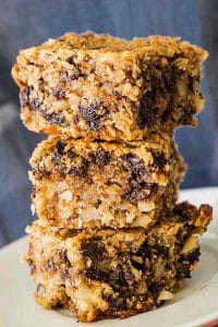 3 oatmeal coconut squares stacked