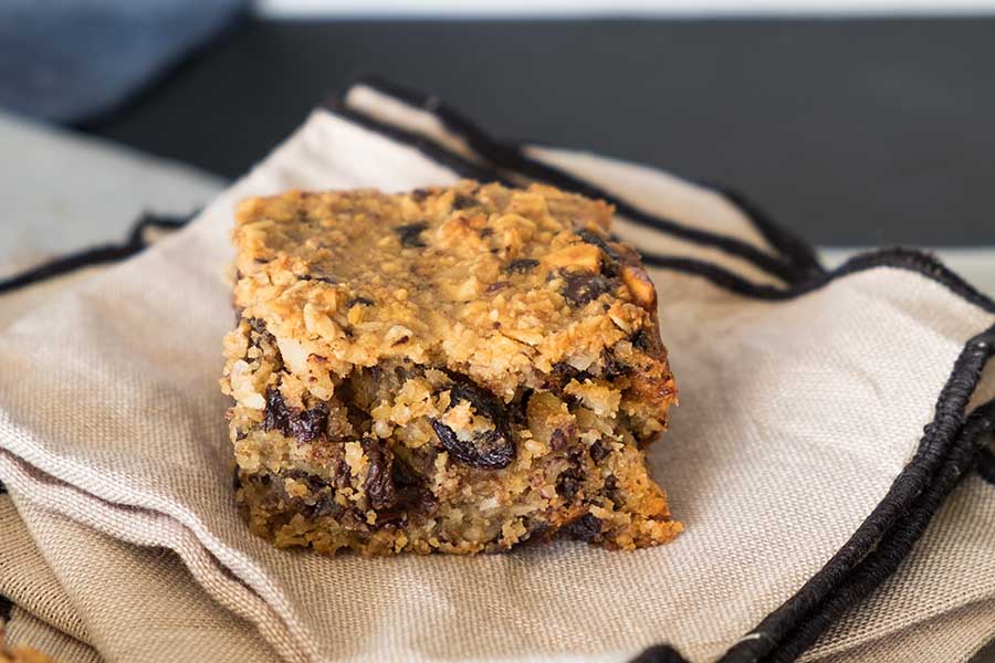 oatmeal coconut square on a small plate