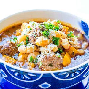 Tuscan White Bean Soup with Meatballs