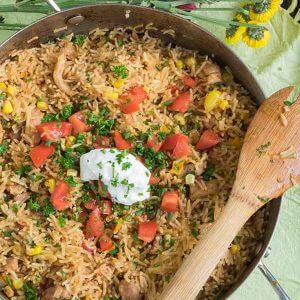 30-Minute One Pot Cheesy Chicken Taco Rice