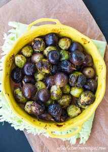roasted brussel sprouts with figs in a bowl