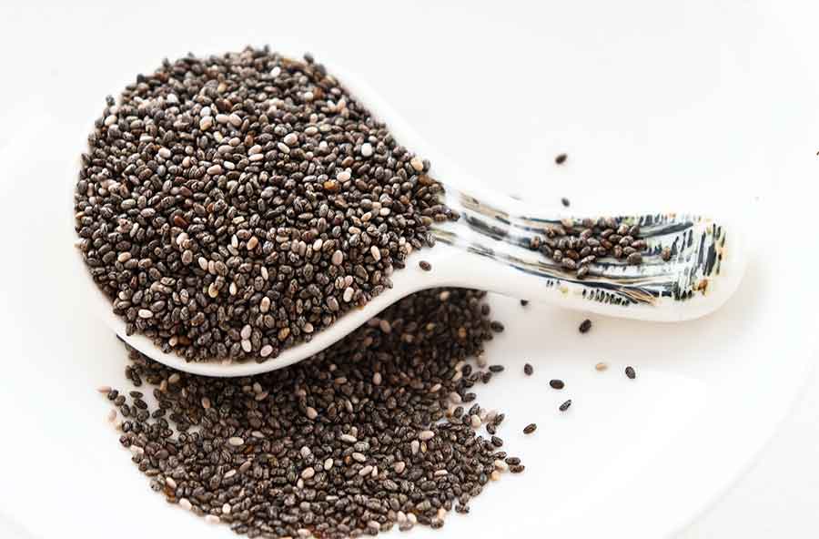 chia seeds on a spoon