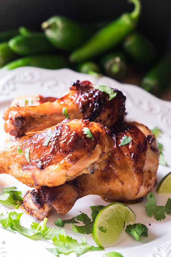 tequila lime chicken drumsticks on a plate