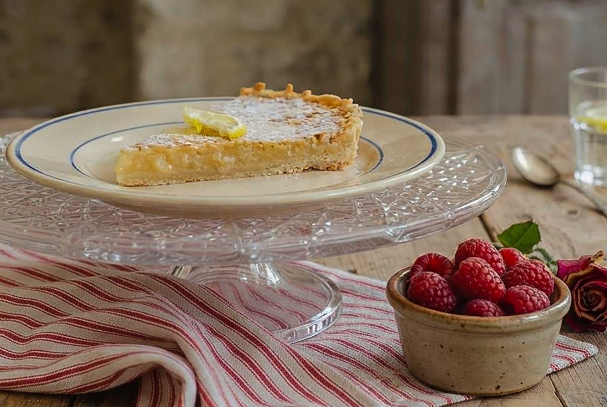 gluten free French lemon tart with flaky gluten free pastry