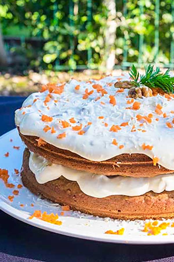 decorated carrot cake with frosting