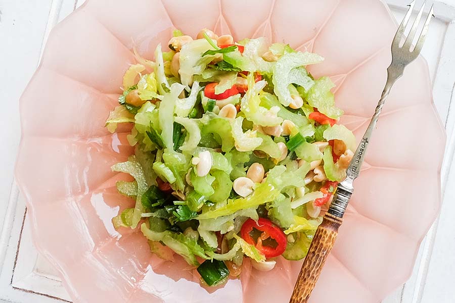 Thai celery and fennel salad in a bowl