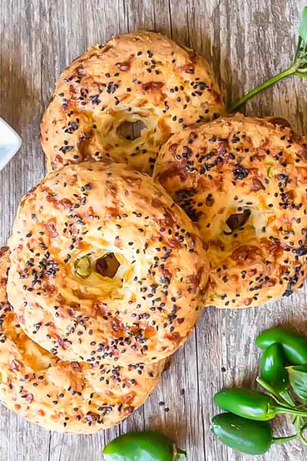 top view of jalapeno bagels