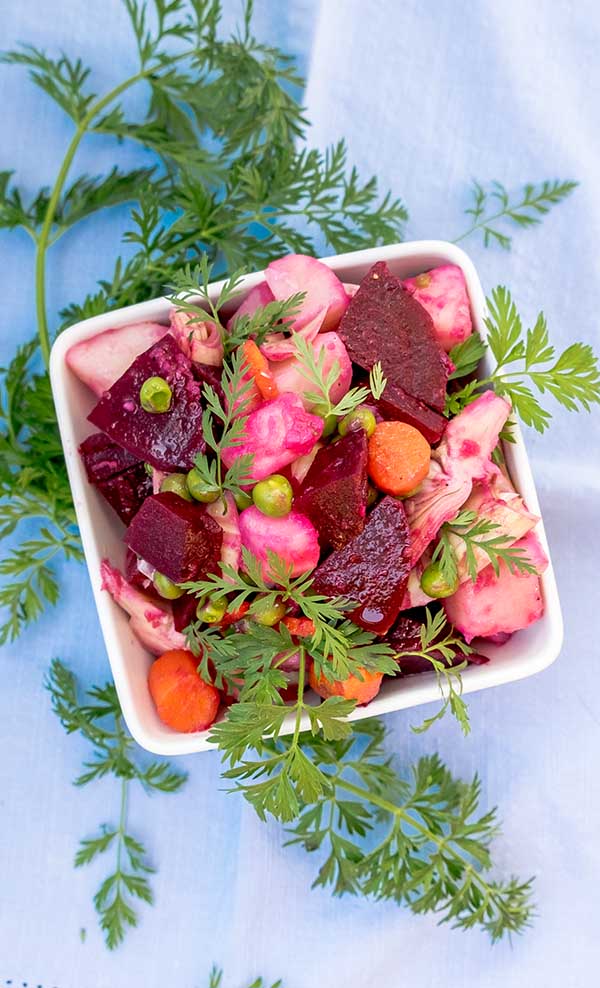 Russian salad with beets, healthy recipe