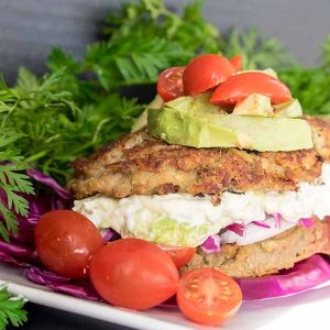 Vegan Lentil Burgers with Avocado Mayo