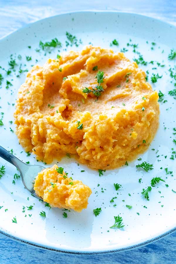 turnip carrot mash on a plate