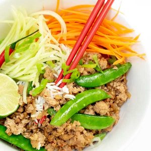 Vietnamese Pork and Snow Peas Rice Bowl