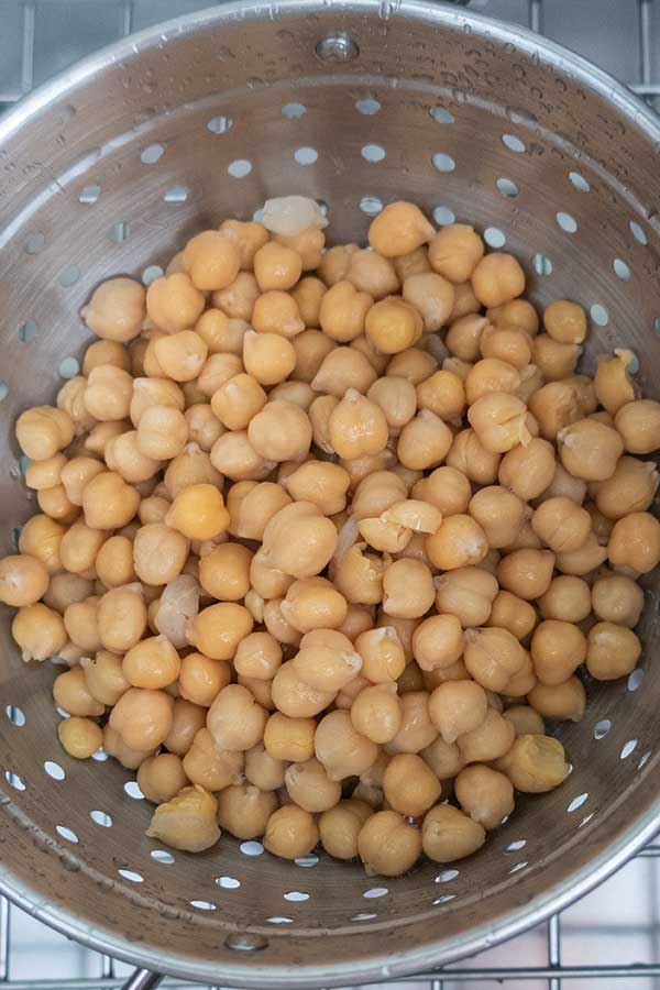 chickpeas in a strainer