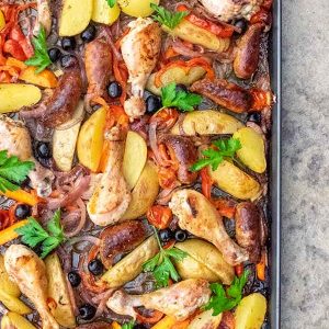 Sheet Pan Spanish Chicken Dinner