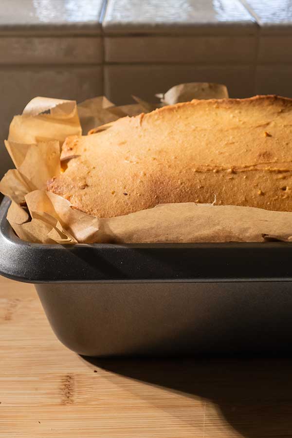 baked gluten-free cake in a pan