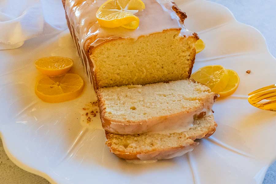 ricotta lemon snacking cake sliced