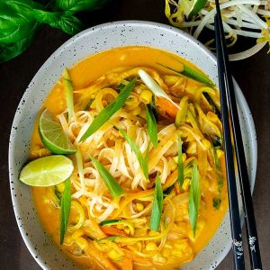 Coconut Curry Noodles With Fresh Vegetables (Vegan, Gluten-Free)