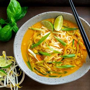 Coconut Curry Noodles With Fresh Vegetables (Vegan, Gluten-Free)