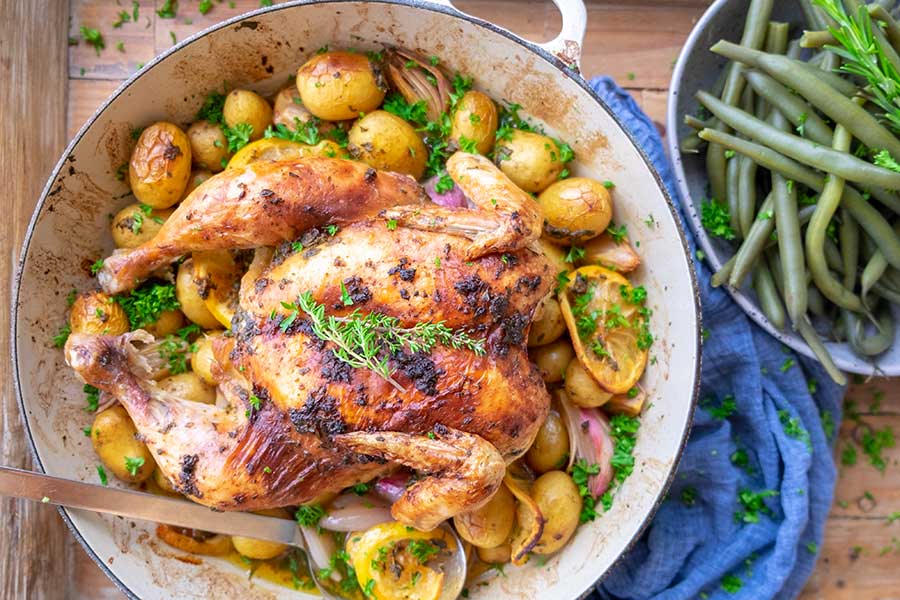 one skillet, roasted chicken, skillet