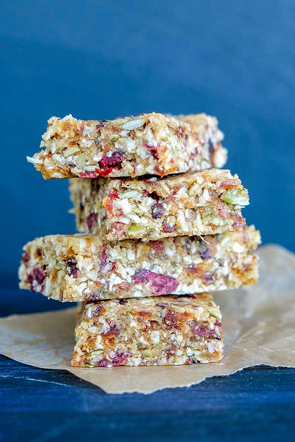 No-Bake Pumpkin Seed Cranberry Bars (Gluten-Free, Vegan)