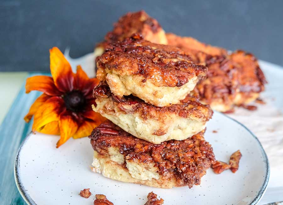 stacked sticky pumpkin buns, gluten free