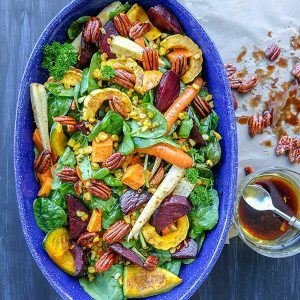 Warm Fall Harvest Salad with Sticky Pecans