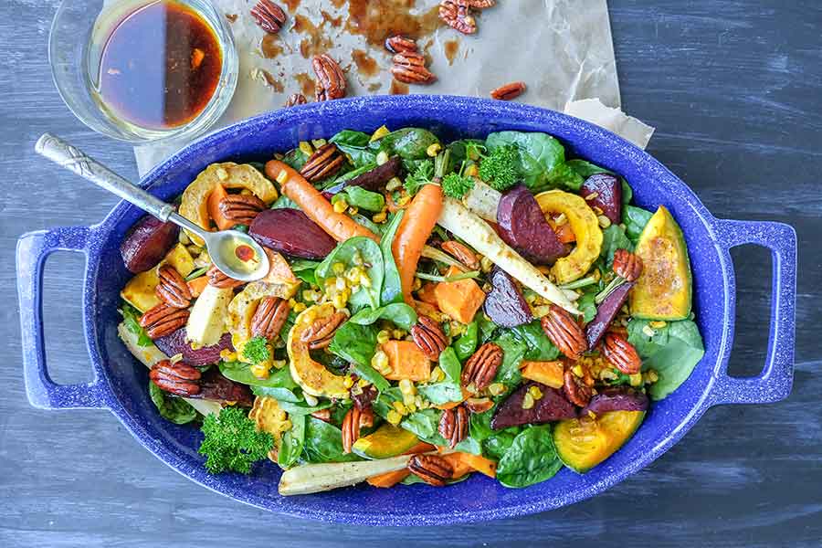 Warm Fall Harvest Salad with Sticky Pecans - Only Gluten Free Recipes