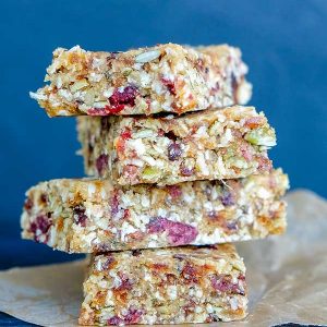 No-Bake Pumpkin Seed Cranberry Bars (Gluten-Free, Vegan)